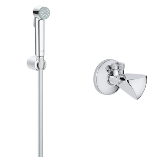GROHE Tempesta-F Trigger Spray 30 27513001 1 Jet Shower Set with Wall Bracket & 22940000 | Mini TDL Angle Valve