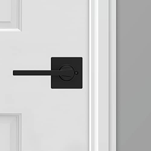 Image of Kwikset Casey Dummy-Door Handle,Single Sided Lever for Closets,French DoubleDoors,and Pantry,Matte Black Non-Turning Reversible Interior Push /Pull Lever, with Microban Protection (1 Count)(Pack of 2)
