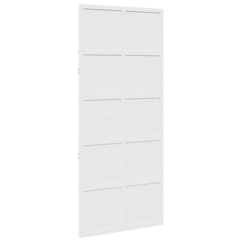 vidaXL Puerta de granero madera maciza pino blanca 90x208 cm, puerta corredera de granero, puerta corredera para baño, puerta corredera para hogar