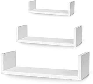 ASAB 3 Display U Shaped Floating Wall Shelves Book Storage Shelf Display Unit White
