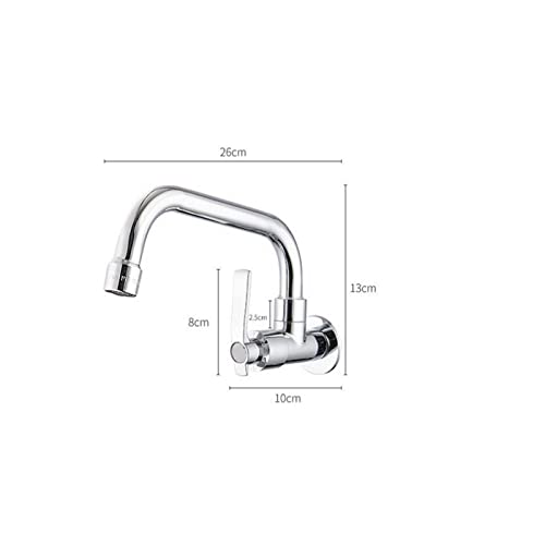 Grifo de lavabo de cobre robusto montado en pared con giro 360 7