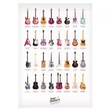BMGKYAGL Poster di chitarre famose, strumenti musicali, dipinti su tela, musica retrò, rock, arte murale per soggiorno, arredamento per la casa (60x90 cm/cornice interna)