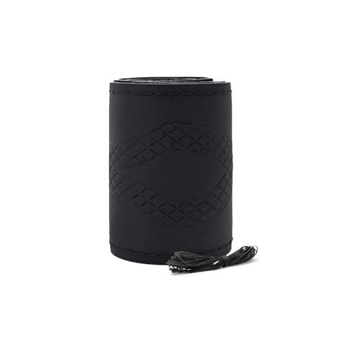 Image of Leather 25CM Universal Fit Car Steering Wheel Cover, Elastic Breathable and Odorless (Black-11)