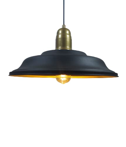 Mylights Retro Rustik Vintage Sarkıt Metal Avize Siyah İçi Altın Avize