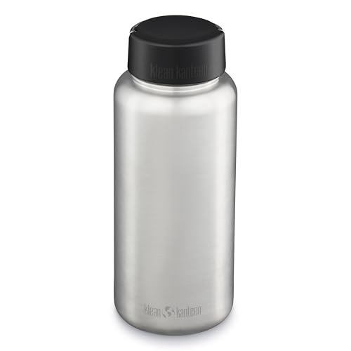 Klean Kanteen Wide Water Bottle &ndash; Wide Loop Cap, Stainless Steel &ndash; 40 oz, Brushed Stainless
