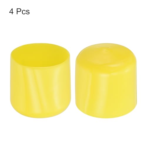 Image of uxcell 4pcs Rubber End Caps 40mm(1 9 /16 inch) ID Vinyl Round Tube Bolt Cap Cover Screw Thread Protectors Yellow, 40mm Height