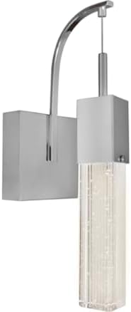 ET2 E22760-89PC Fizz III Rectangular Bubble Glass Cube LED Wall Sconce, 1-Light 8 Watt, 15" H x 5" W, Chrome