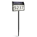 Address Sign, LIANYIPASS Solar House Numbers for Outside Modern Plaque Waterproof House Number Sign Lighted Up for Yard Driveway Street with Stakes