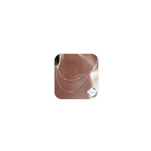 Diorra 2Pcs Collar Mujer Cadena Plata 925, Gargantilla de Plata de Primera Ley para Mujer Collares de Gargantilla Collares Regalos para Mujeres