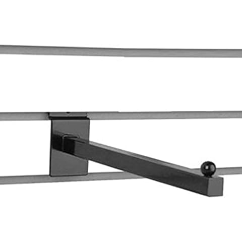 NAHANCO 12" Slatwall Straight Arm Faceout with One Ball, Square Tubing - Black Cover