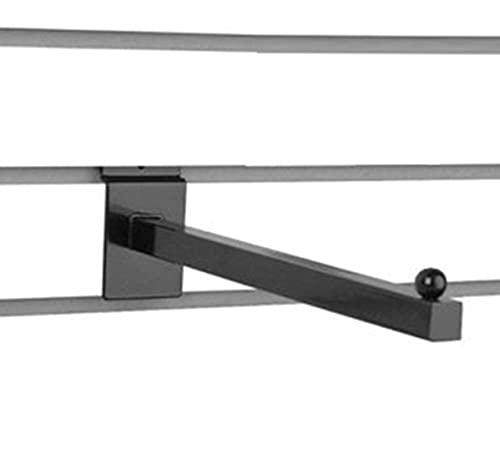 NAHANCO 12" Slatwall Straight Arm Faceout with One Ball, Square Tubing - Black