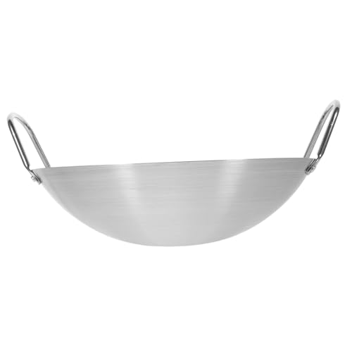 Wok de acero inoxidable con doble asa y fondo redondo miniatura 1