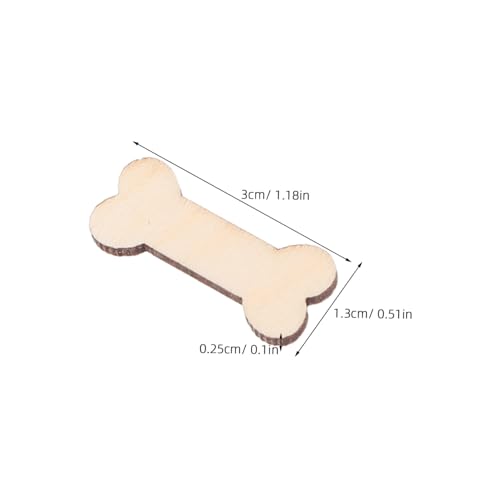 Housoutil 200stücke Holzknochen-ausschnitte Unbearbeitet für Bastelprojekte Dekorationen Tierform Holzspäne Hobbykunst Handarbeit Schnitzen Naturmaterial