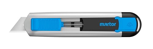 MARTOR Sicherheitsmesser mit Klingeneinzug, SECUNORM 525, Profi Cuttermesser, Aluminium, Rechts- & Linkshänder