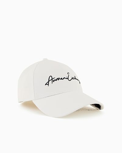 Armani Exchange Logo Script Baseball Hat Casquette, Blanc Optique/GPS DP, Taille Unique Homme