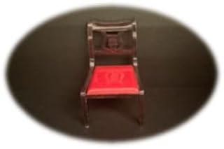 Dollhouse3DParts, Dining Room Chair w/Out Arms, Ideal Vintage Dollhouse Furniture, 3/4"-1:16 Scale, Brown/Red Hard Plastic, 1940s-1950s Style