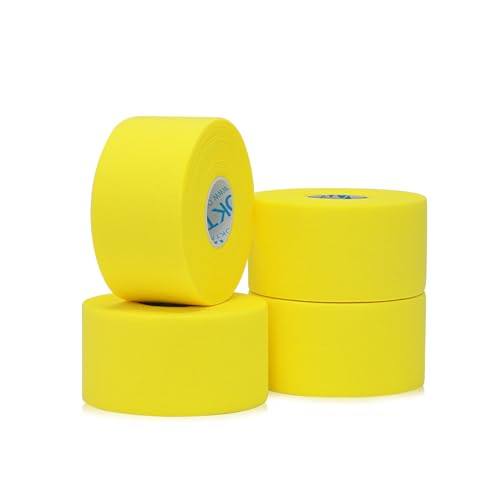 OK TAPE Athletic Sports Tapeï¼ˆ4 Packs) - 45ft Per Roll Very Strong Tape for Athlete & Sport Trainers & First Aid Injury Wrap, Perfect for Fingers Ankles Wrist on Bat, Hockey Stick - Yellow