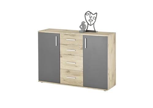 Preisvergleich Produktbild möbelando Kommode >BC 1040< in Grau matt - 120x84x35 (BxHxT)