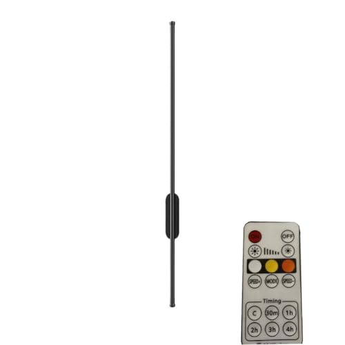EOEO Aplique LED 120CM Largo 20W 3 Temperaturas de Color Aluminio Negro Apliques de Pared Moderno Tira Larga Minimalista Iluminación de Pared para Dormitorio, Salón, Comedor, Pasillo