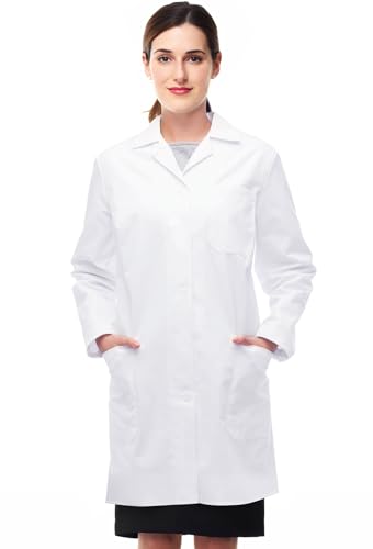 ODESABO Lab Coat for Woman, Medical White Lab Coats Women Adults, Science Doctor Costume Long Sleeve