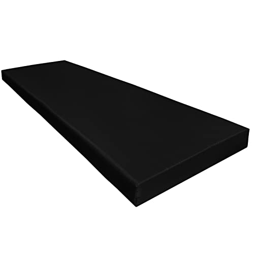 Foam & Upholstery Warehouse OUTDOOR 2 3 4 SEATER BENCH CUSHION WATER RESISTANT FABRIC GARDEN SEAT PADS (Black, 120cm x 60cm x 6 cm thick)