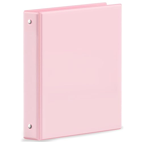 SUNEE 3 Ring Binder 1 Inch Pink 1 Pack, Holds 175 Sheets of Letter Paper, Clear View 1 Three Ring PVC-Free (Fit 8.5x11 Inches) for School or Office Supplies