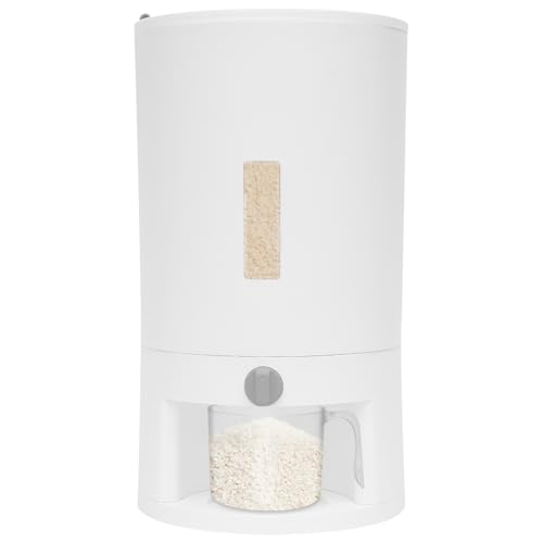Qussse Dispensador de arroz, 20 L, recipiente grande para almacenamiento de arroz, con tapa y vaso medidor, hermético y resistente a la humedad, para cereales, arroz y harina