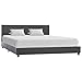 vidaXL Cadre de Lit Sommier à Lattes Lit Rembourré Lit Double Lit Adulte Lit Coffre Chambre à Coucher Maison Intérieur Gris Similicuir 160x200 cm