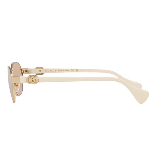 Gucci GG1593S 002 Gold-Ivory/Pink Mirrored Hexagonal Woman's Sunglasses, 56/18/1403