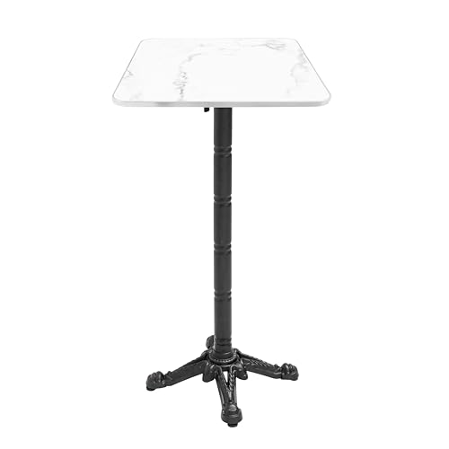 Oviala - Mesa alta (60 cm, reclinable, bandeja de mármol, color blanco y plateado y pie