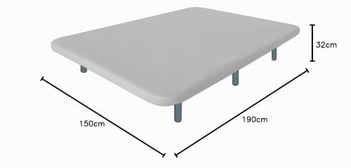 Miniatura 3 de Ventadecolchones - Base Tapizada Modelo Drago Súper-Reforzada Con Sistema Antiruido Con 7 Patas De 27 Cm Con 7 Barras Transversales 3d Blanco Medida 150 X 190 Cm