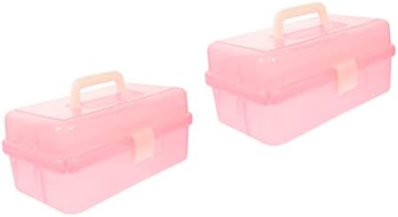 COHEALI 2pcs Art Box Foldable Storage Bins with Lids Craft Case Organizer Storage Cubes with Lid Sewing Supplies Organizer Art Bins Storage Containers Marker Storage Box Tools Box Handle