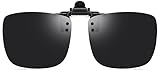 CAXMAN Polarized Clip On Sunglasses Over Prescription Frames for Men & Women w/Super Dark Category 4 Lens UV Protection Flip Up Extra Large Size