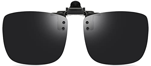 Polarized Clip-on Flip Up Metal Clip Rimless Sunglasses for Prescription Glasses