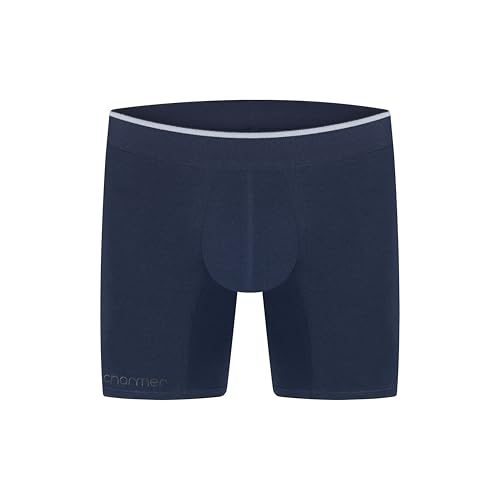 Men's Boxer Briefs in Premium Cotton, 3 Pack, Blue and Black Colors. Comfortable, Soft and Breathable.3