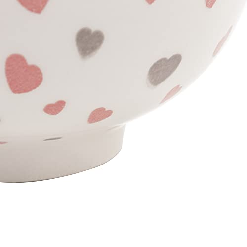 Bowl de Porcelana Heart Cinza e Rosa 15cm x 7,5cm - Lyor