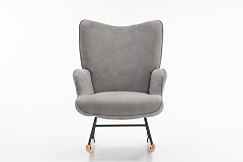 Devion Furniture Shaman Rocking Chair, Wood,Gray 26D X 31W X 37H In #TOP4