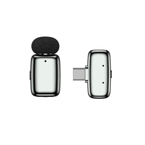 Haomuren Single-Channel Wireless Mic with Noise Cancelling for YouTube, Android Type-C - 360° Omnidirectional Pickup, 33Hrs Battery, 100m Range, Plug & Play