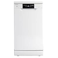Teknix TFD455W Freestanding Slimline Dishwasher - 10 Place Settings - 30 Minute Rapid Clean - Extra Dry Function - White, H84.5 x W45.0 x D60.0 (cm)