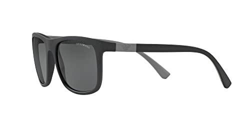 Emporio Armani Men's Ea4079 Square Sunglasses, Matte Black/Grey, 57 Mm #TOP2