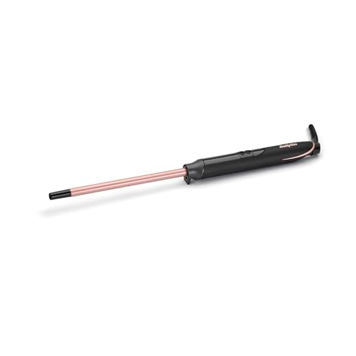 BaByliss C449E Tenacilla ultra fina de 10 mm para rizos muy definidos, recubrimiento cerámico de nano cuarzo, 6 ajustes, calentamiento instantáneo, punta de agarre frío, guante termorresistente