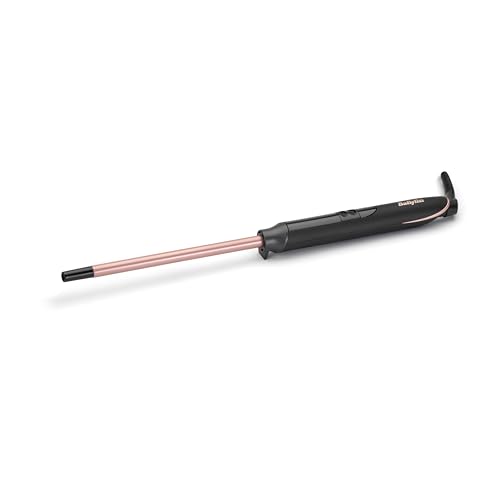 BaByliss C449E Tenacilla ultra fina de 10 mm para rizos muy definidos, recubrimiento cerámico de nano cuarzo, 6 ajustes, calentamiento instantáneo, punta de agarre frío, guante termorresistente