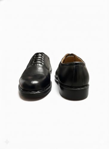 Image of Men's Oxford Shoe || Uniform Dress Shoe || Black Formal Shoes || Office Shoes Hand Made || Police Shoes || Service Shoes Genuine Leather upper and lining Alert PU sole Lightweight and Lace Up Oxford Shoe