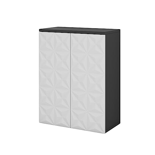 Vicco Midischrank Edge, Schwarz/Weiß, 60 x 79.5 cm mit 2 Türen und 3 Fächer