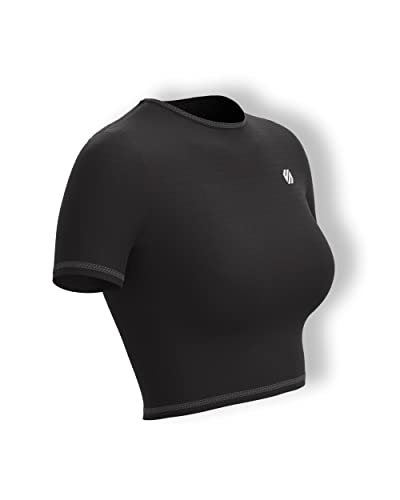 Image of Sfytt Women Gym Crop Top Athletic Yoga Short Sleeve Fitness Tight Tee Outdoor Workout Cropped Tank Tops