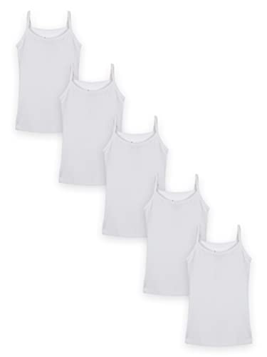 Image of KiddoPanti Girls 100% Cotton Rib Solid Camisole Tank Top Pack of 3