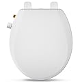 Clirass Round Bidet Toilet Seat with Quiet-Close, Non-Electric Bidet Toilet Seat with Self Cleaning Dual Nozzles, Fit Round Toilet Seat, White Bidet Seat with Brass inlet (Round)