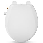 Clirass Round Bidet Toilet Seat with Quiet-Close, Non-Electric Bidet Toilet Seat with Self Cleaning Dual Nozzles, Fit Round Toilet Seat, White Bidet Seat with Brass inlet (Round)