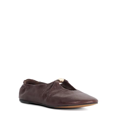 Image of Dune London Ladies HAVELLA Ruched Leather Ballet Flats Size UK 6 Ballet Pumps Burgundy
