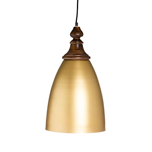 Lustre en bois LOLAhome suspendu au-dessus de la table pour réchauffer le salon